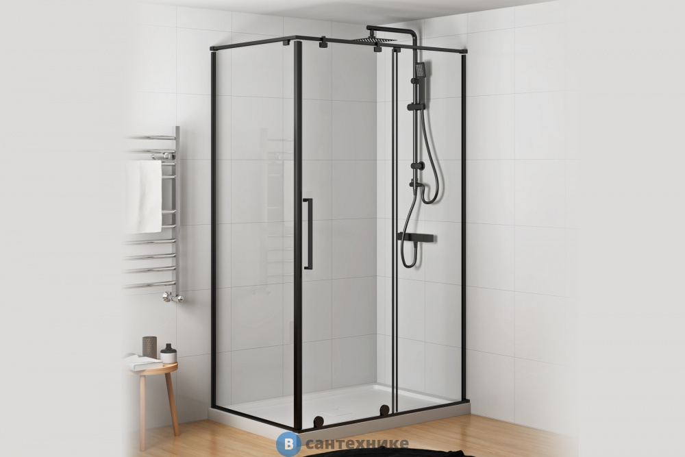 Душевой уголок Royal Bath BERN-S RB140x90х195-T-BL (прозрачное) (BERN-S RB9140-T-BL)