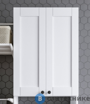 картинка Шкаф Бриклаер Хелена над стиральной машинкой, рамочный белый