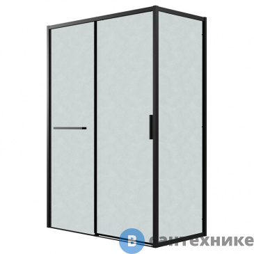 картинка Душевое ограждение Grossman Style 120.K33.05.1380.21.02 (130*80*195) черный матовый, стекло шиншилла, без поддона