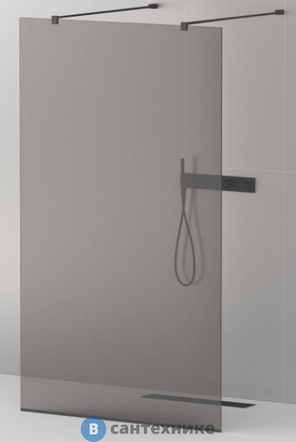 Душевая перегородка Cezares LIBERTA-L-2-100-120-GR-NERO с возможностью двустороннего входа, стекло графит, профиль чёрный, 1000x1200x1950 мм