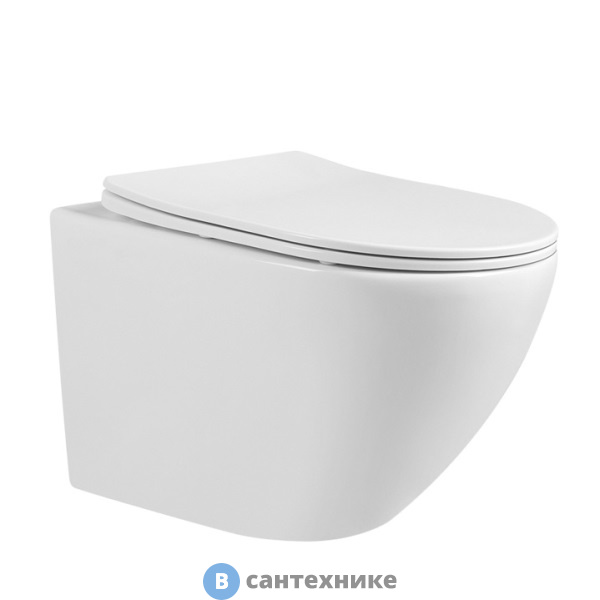 Унитаз ABBER BEQUEM AC1100 подвесной белый, безободковый, с сиденьем микролифт