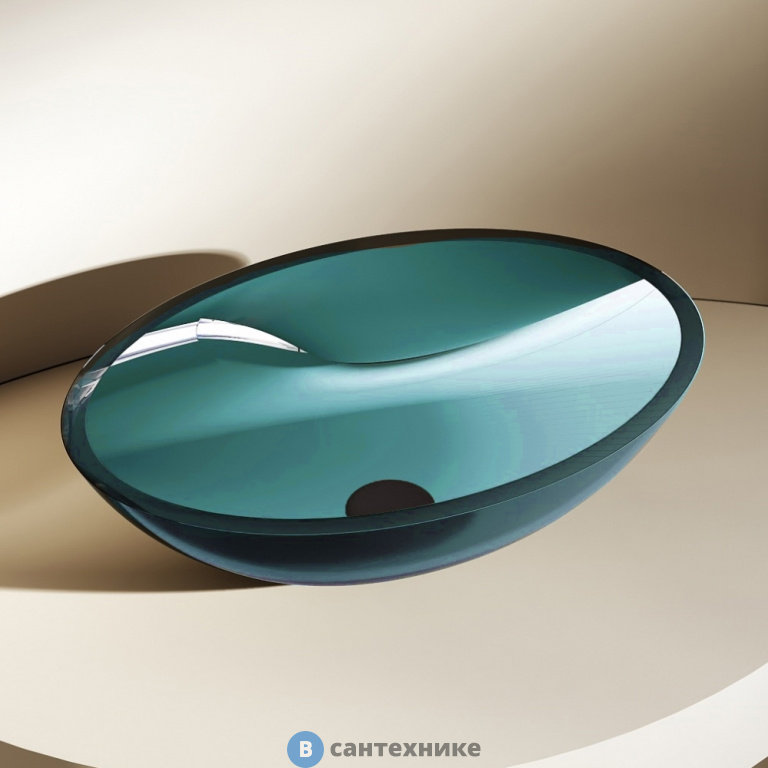 Раковина ABBER Kristall AT2802Aquamarin накладная прозрачная бирюзовая