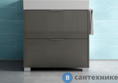 картинка Тумба с раковиной Sturm Normal 60х45х81 см напольная тёмно-серый глянцевый (B7L264 BA004 + SIP)