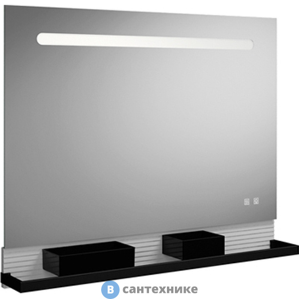 Зеркало Burgbad FIUMO с подсветкой 1000*700*150 мм, светод освещ, 1 сенс выкл, обогрев., корпус аллюмин, 2 ящика рейлинг чёрные, панель белая FOT2 (SFXP100FOT2)