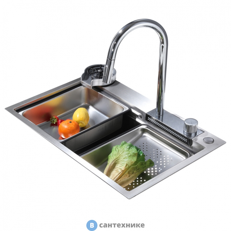 Кухонная мойка ABBER Wasser Kreis AF2194 68х46, хром