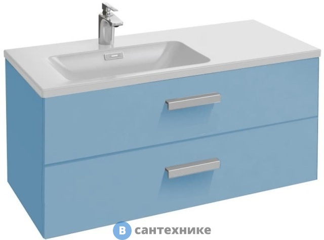 Тумба под раковину Jacob Delafon VOX EB2075-R1-M43 с 2 выдв. ящ., изогнутая ручка, левая /100/ (аквамарин матовый)