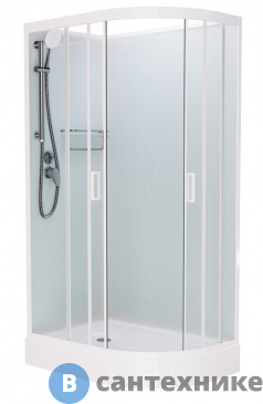 картинка Душевая кабина Frank F411L М White левосторонняя низкий поддон б/к (без крыши) матовое стекло
