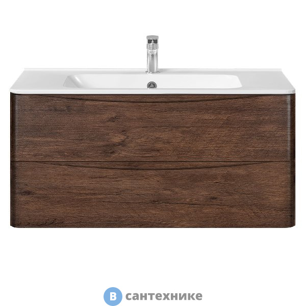 Тумба под раковину Vincea Paola 1000 подвесная, 2 выкатных ящика soft close, R.Wood (VMC-2P100RW)