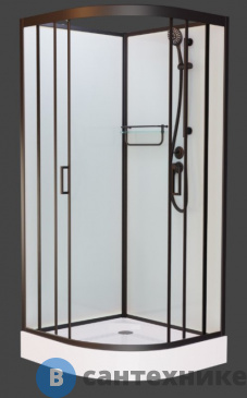 картинка Душевая кабина Frank F410 М Black низкий поддон б/к (без крыши) матовое стекло