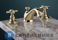 Смеситель Gattoni TRD для раковины на 3 отверстия, ручки Paris, с донным клапаном, золото (TR095/18D0)
