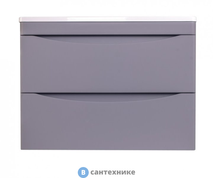 Тумба под раковину Style line Бергамо мини 70 (2 ящ.) Люкс антискрейтч серый, подвесная PLUS (2000949236674)