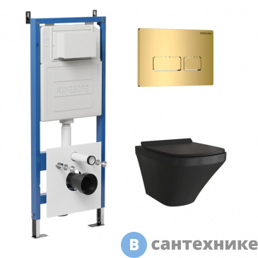 картинка Комплект 3 в 1: Grossman инсталляция 900.K31.01.000+клавиша 700.K31.03.300.300 золото глянц+унитаз GR-4440BMS