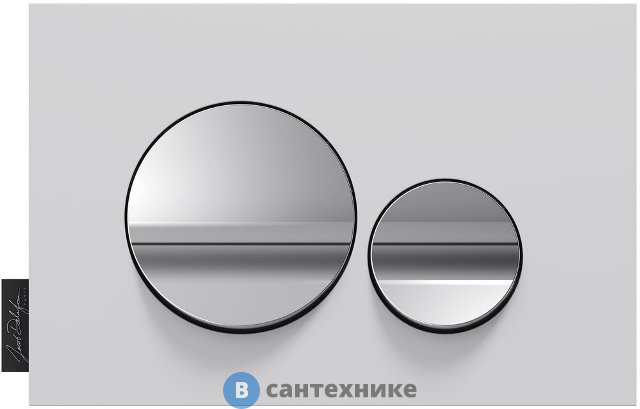 Клавиша смыва Jacob Delafon E20859-CP-MWH круглый дизайн (матовый белый/глянцевый хром)