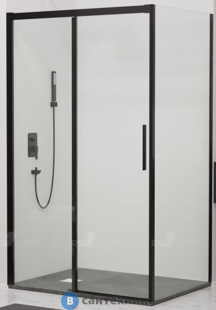 Душевой уголок RGW LE-41B (LE-12B + Z-050-2B) чёрный/Прозрачное/6 мм 170* 90*195 (34124197-014), без поддона