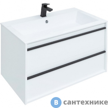 картинка Тумба под раковину Aquanet Lino 90 белый матовый (253904)