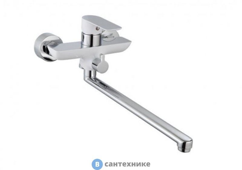 Смеситель Aquanet AF520-21CW Arctic, для ванны с дл.изливом, хром/бел (216778)