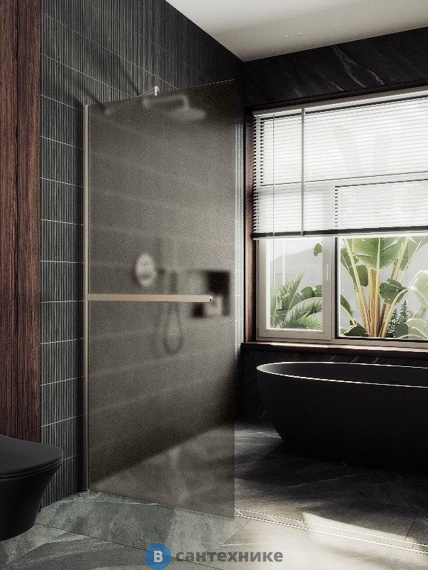 Душевая перегородка в профиле MaybahGlass 1950*690 Стекло 8 мм Бронза матовая +Полотенцесушитель (MGD-722-5ш)