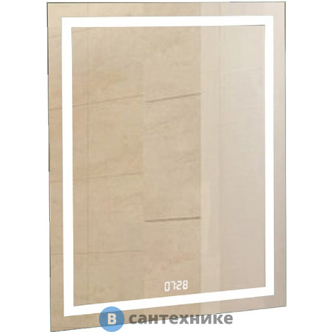 Зеркало Континент Verte Led 500х700 с часами, датчиком движения (ЗЛП477)