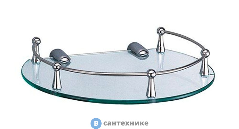 Полка WasserKRAFT K-566 стеклянная металл, хромоникелевое покрытие, закаленное стекло