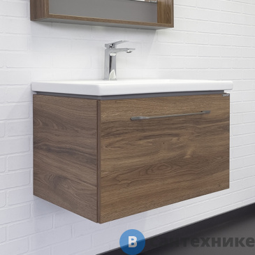 картинка Тумба Comforty Томари-70 дуб тёмено-коричневый с раковиной Como 70