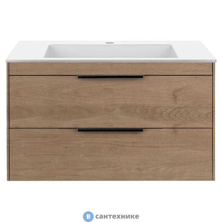 Тумба под раковину Vincea Chiara 2D 800 подвесная, 2 выкатных ящика soft-close, N.Oak (VMC-2C2800NO)