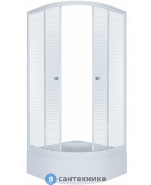 Душевое ограждение Тритон Стандарт 100*100 В 1/4 круга, сред. подд., аква, полосы, белый (DK170_2)