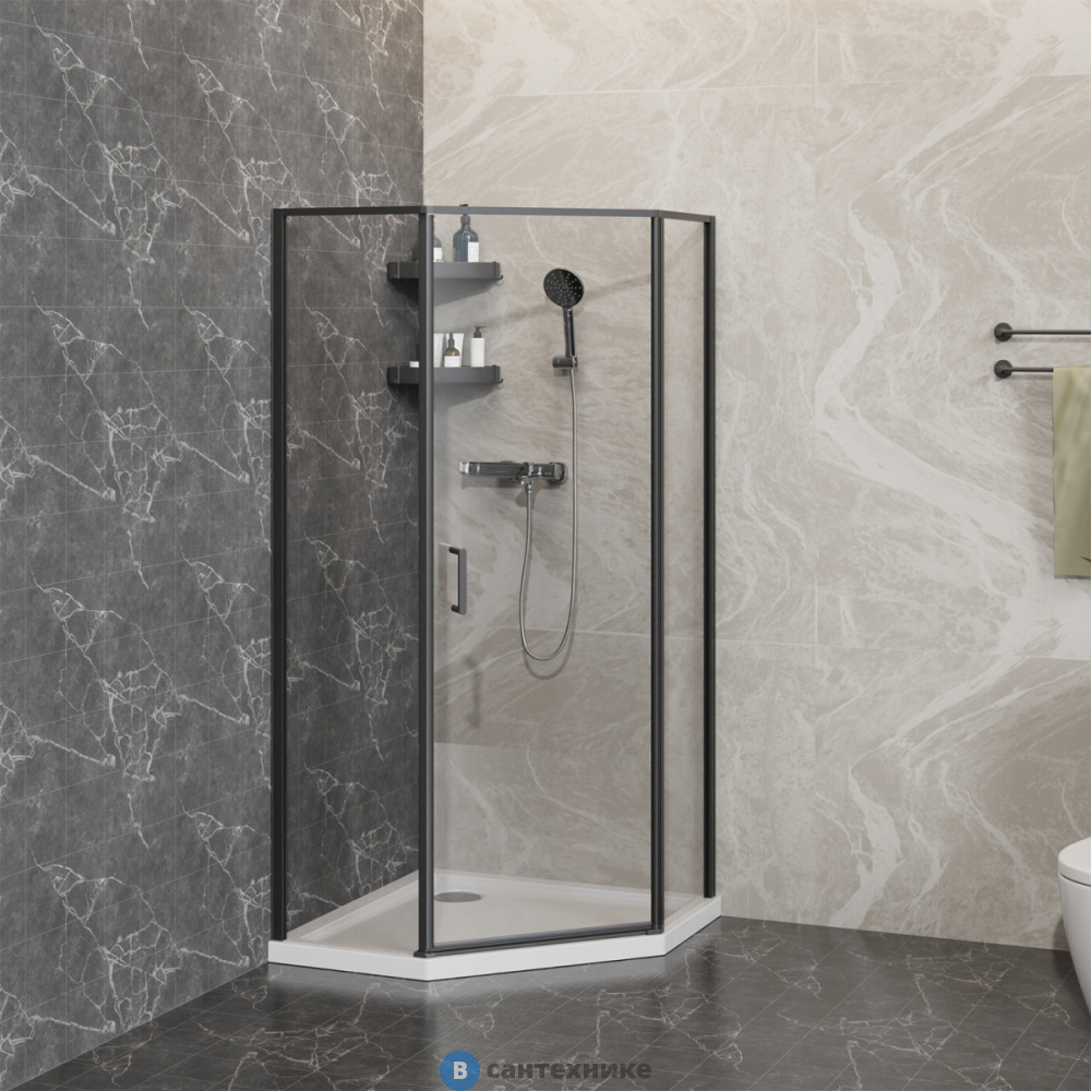 Душевое ограждение Azario SAKURA DIA-100х100х195-MB-CL, стекло 6 мм, профиль матовый черный (AZ-21C-100-MB-CL)