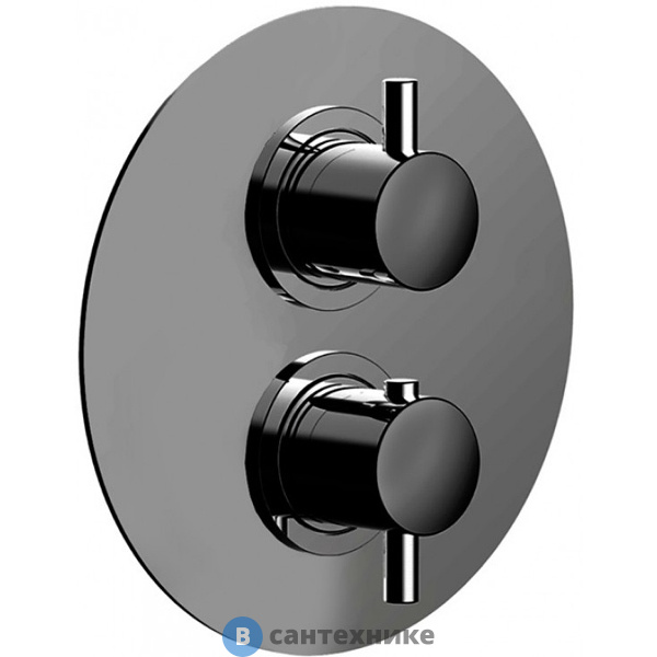 Внешняя часть CISAL Less New LN01820040 встраиваемого термостатического смесителя с переключателем на 3 положения, чёрный матовый