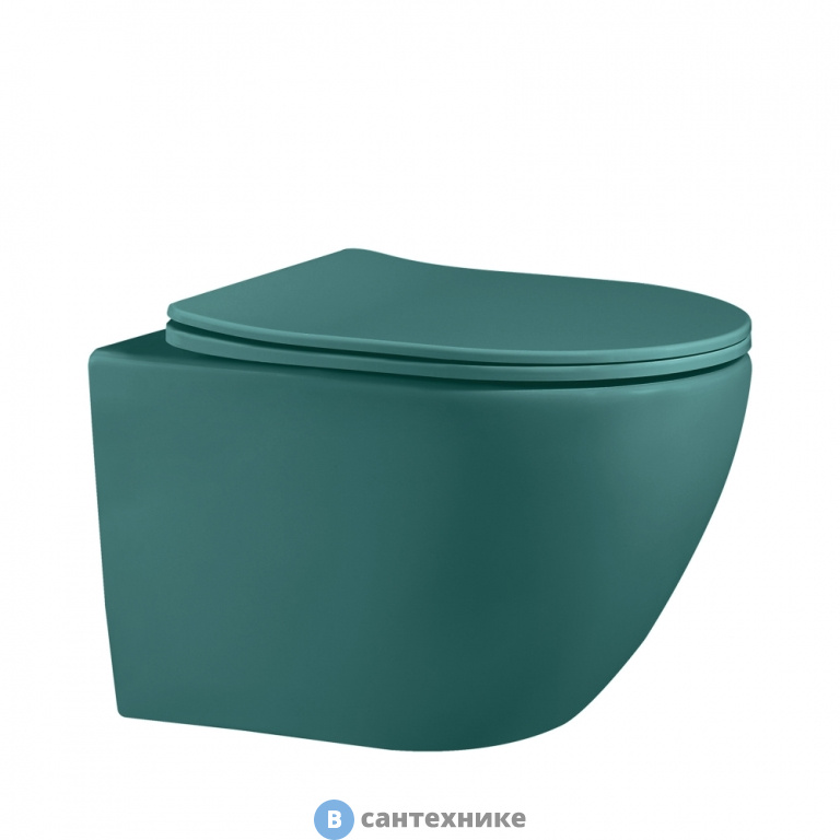 Унитаз подвесной ABBER Bequem AC1101MBG темно-зеленый матовый, безободковый
