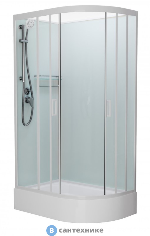 Душевая кабина Frank F412/1L М White левосторонняя средний поддон б/к (без крыши) матовое стекло