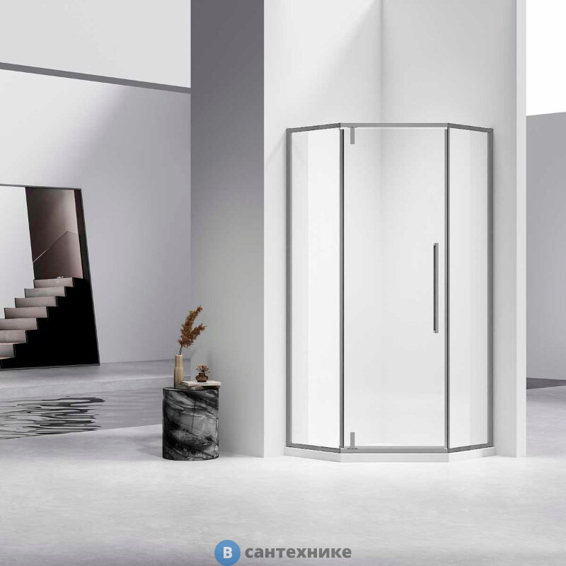 Душевой уголок Vincea Slim-N VSP-4SN900CLGM, 900*900, вороненая сталь, стекло прозрачное, без поддона