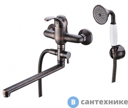 картинка Смеситель WasserKRAFT Isar 1302L для ванны с длинным изливом латунь, покрытие «темная бронза»