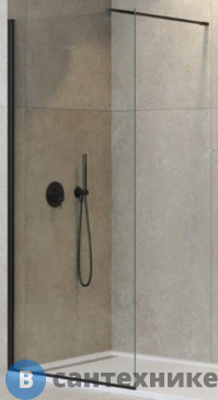 картинка Душевая перегородка Cezares LIBERTA-L-1-70-C-NERO с односторонним входом, стекло прозрачное, профиль чёрный, 700x1950 мм