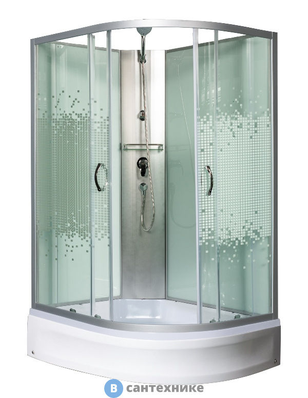 Душевая кабина МОНОМАХ Б/К 110/80/24 МЗ L б/крыши, 1100*800*2060, асимметричная (10000005809)