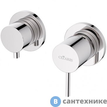 картинка Смеситель Cezares LEAF-VDIM3-L-01 встраиваемый однорычажный с поворотном переключателем на 3 выхода, хром