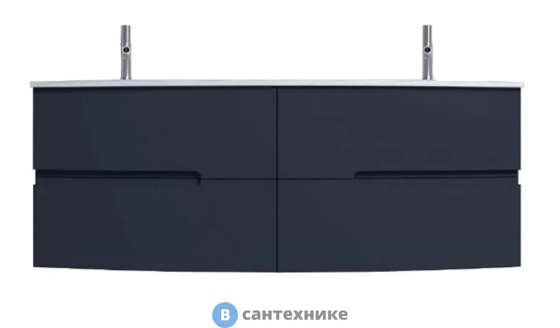Тумба под раковину Jacob Delafon Nona EB1891RU-G98 с интегрированными ручками, глянцевый темно-синий, 140 см, 4 ящика