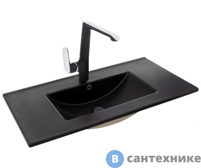 картинка Раковина WELTWASSER DEILBACH 7506-100 MT- BL врезная (матовая чёрная) /1010х470х180/