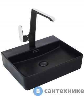 картинка Раковина WELTWASSER ELBACH 21733 MB накладная (матовая чёрная) /500х420х120/