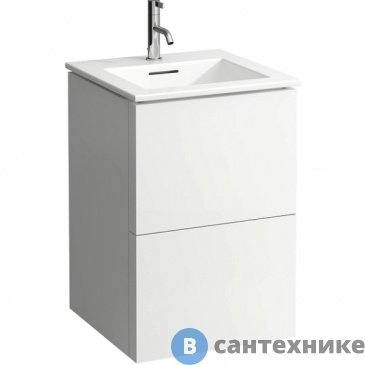 картинка Тумба с раковиной Laufen Kartell белый 600х500х725 мм, с 2 выдвиж. ящиками с 1 отв. под смеситель, белый матовый (8.6033.3.640.104.1)