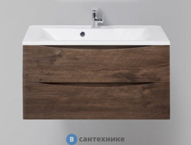 Тумба под раковину BelBagno 90 см MARINO-900-2C-SO-RW-P подвесная с двумя выкатными ящиками, Rovere Moro
