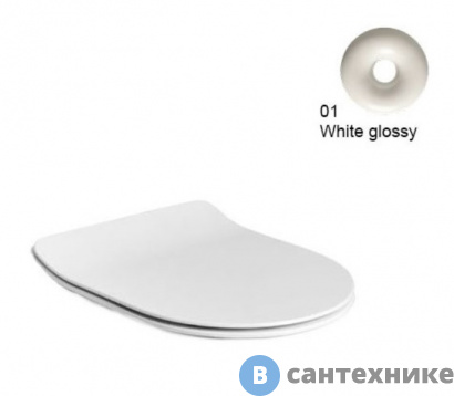 картинка Сиденье AXA Glomp 329101 с крышкой для укороченного унитаза soft-close, White Glossy