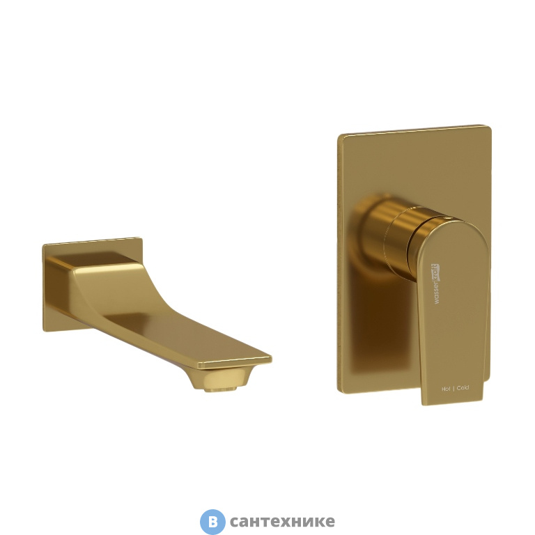 Смеситель WasserKRAFT A55543 встраиваемый набор для раковины, матовое золото