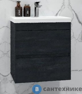 картинка Тумба под раковину Art & MAX FAMILY-M Family-M-500-2C-SO-HC подвесная с двумя выкатными ящиками, Hard Coal, 500x350x550