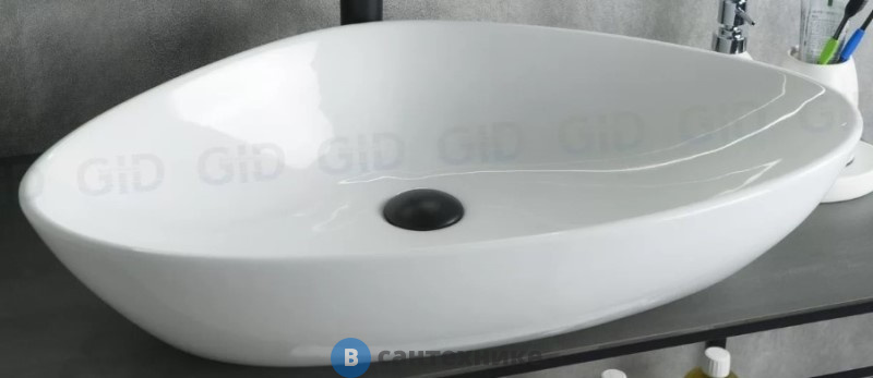 Раковина накладная GID-ceramic N9062 белый (665х440х150)