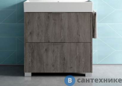 картинка Тумба с раковиной Sturm Normal 60х45х81 см напольная тёмное дерево (B7L264 BA992 + SIP)