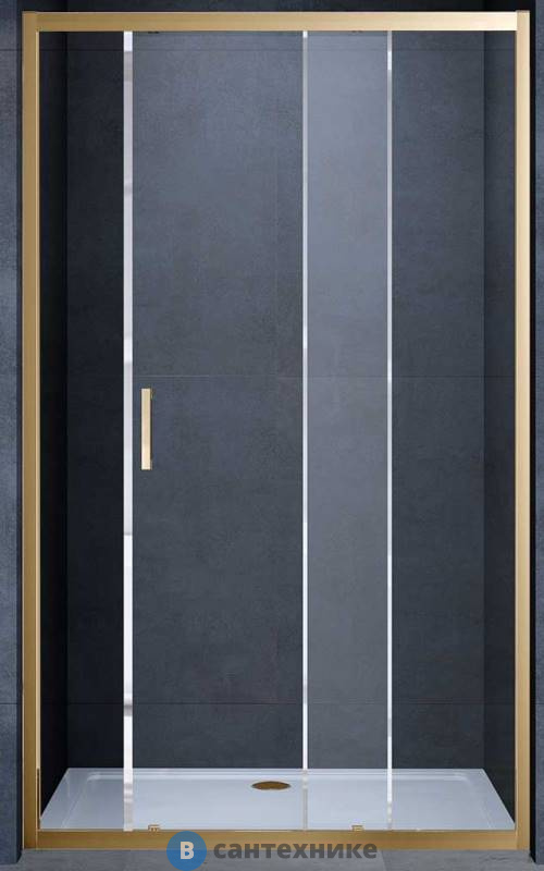 Душевая дверь Vincea Alpha VDS-3AL140CLG, 1400, брашированное золото, стекло прозрачное