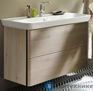 картинка Тумба Burgbad Iveo подвесная с умывальником с 1 отв под смес. 1200х492х721 мм. 2 выдв ящика, сифон в компл. F2834 фланелевый дубовый (SFEN120F2834G0161C0001*1)