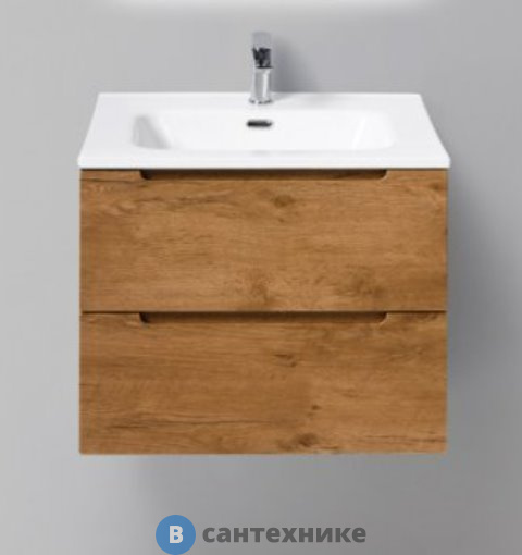 Тумба под раковину BelBagno 61 см ETNA39-600/390-2C-SO-RN-P подвесная с двумя выкатными ящиками, Rovere Nature