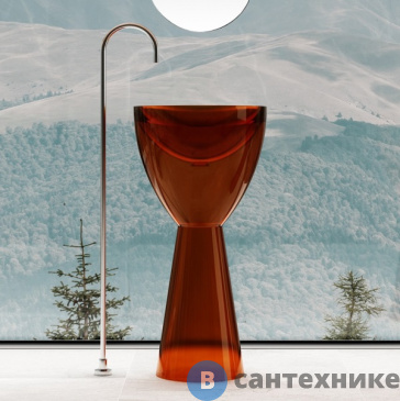 картинка Раковина ABBER Kristall AT2703Opal, отдельностоящая прозрачная, коричневый