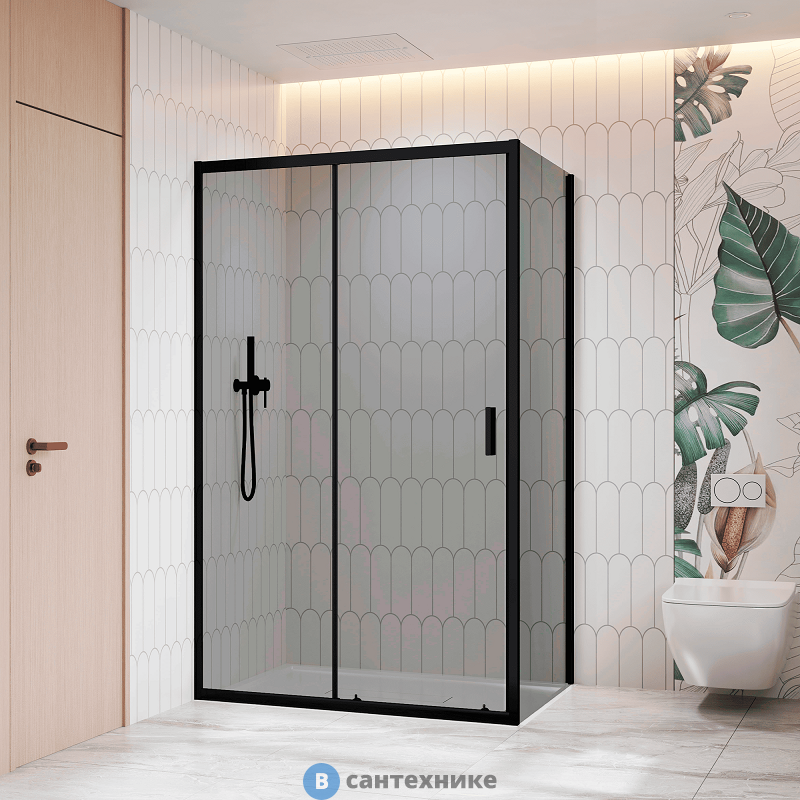 Душевой уголок RGW CL-133B (CL-13B + Z-03B)  120*80*195 чёрный/ тонированное (серое) (060913328-34), без поддона